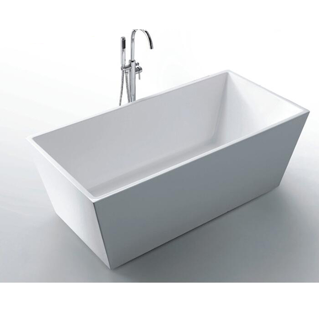 Fashion Indoor Simple Square Freestanding Bathtub Luxury Acrylic Rectangular Bath Tub (#S039)