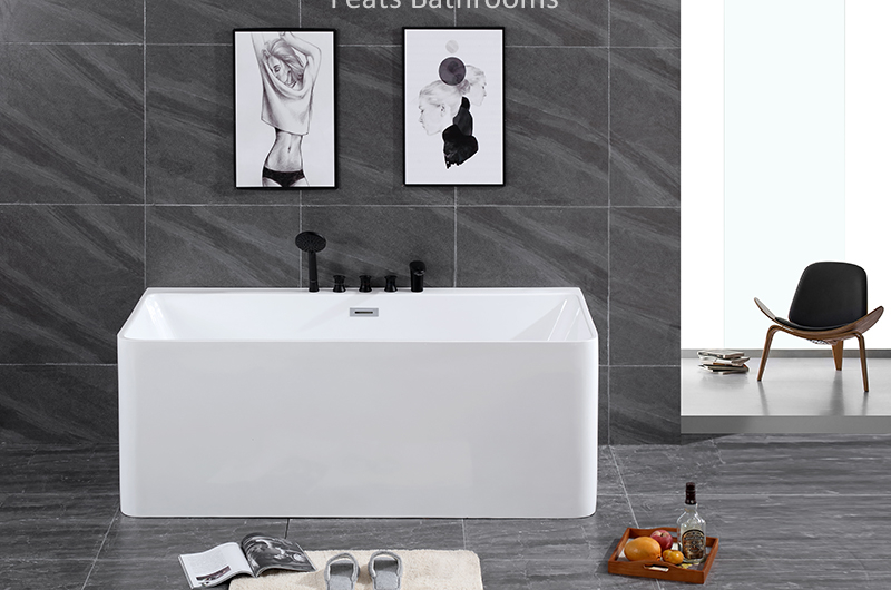 Floor Mounted Acrylic Bathtubs Modern Hot Tub High Glossy Acrylic Shower Bath Tub (#S070-Tapware)