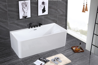 Floor Mounted Acrylic Bathtubs Modern Hot Tub High Glossy Acrylic Shower Bath Tub (#S070-Tapware)