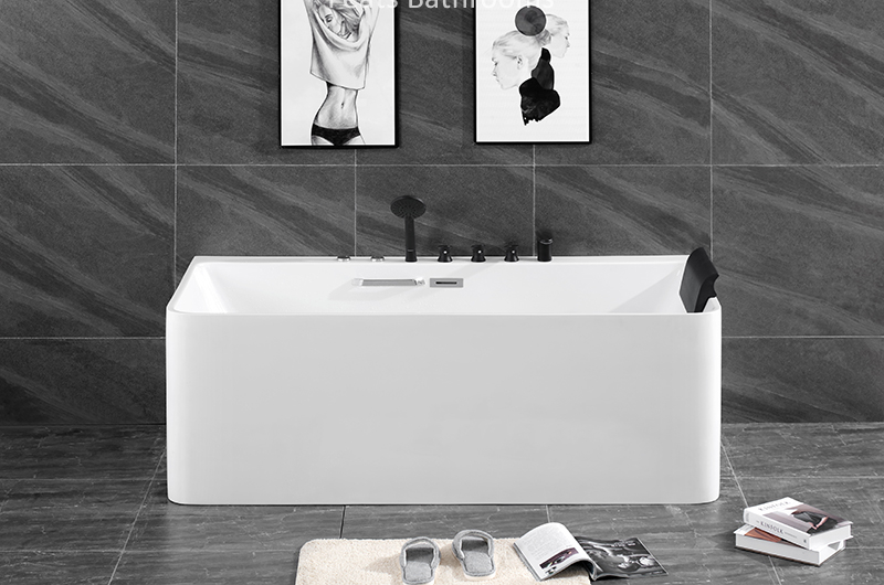 Floor Mounted Acrylic Bathtubs Modern Hot Tub High Glossy Acrylic Bathtub (#S070-Massage)
