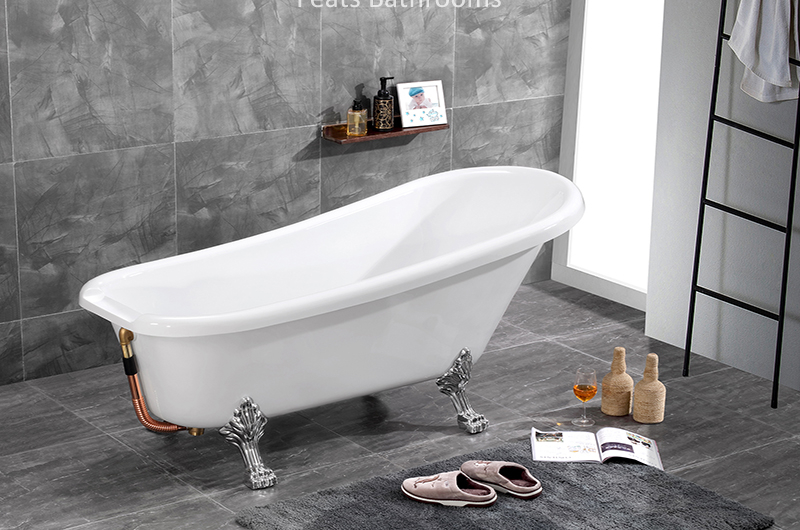 Double Slipper End Classic Claw Foot Portable Soaking Floor Standing Acrylic Bath Tub (#T001)