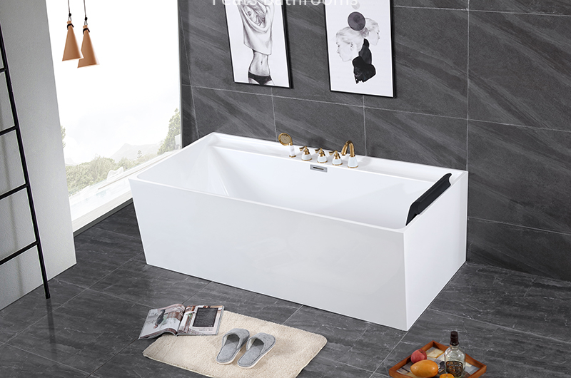 High Quality Pure Acrylic Bath Tub Rectangular Acrylic Massage Bathtub (#S008-Massage)