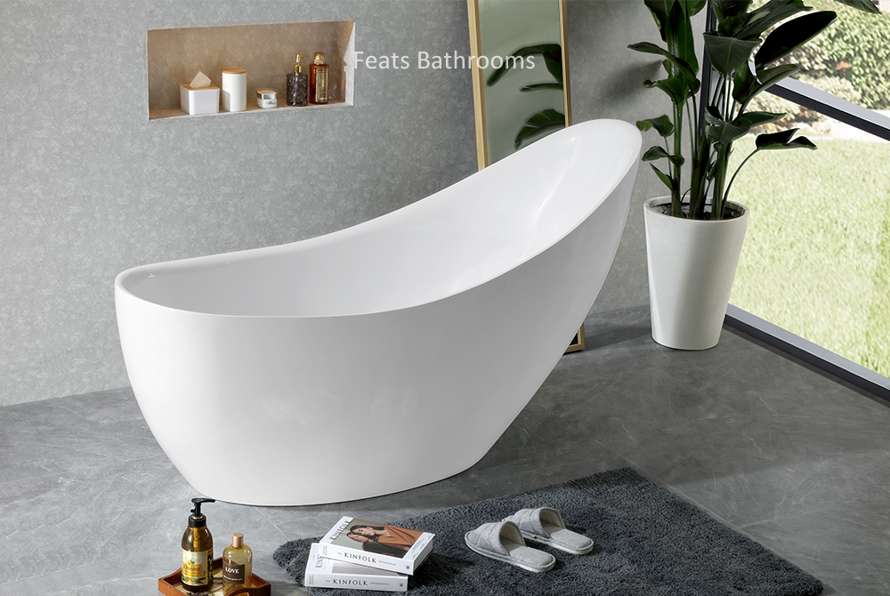 Half Moon Shape One Ends Higher Acrylic Bath Tub(#S043)
