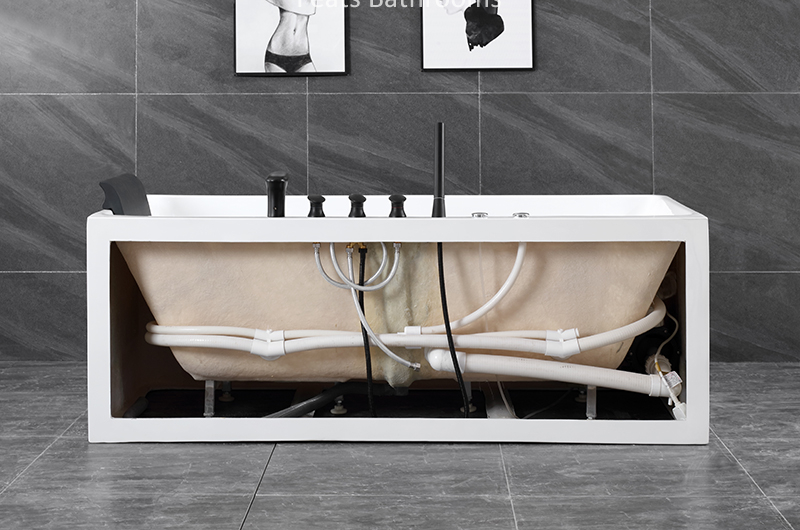 Floor Mounted Acrylic Bathtubs Modern Hot Tub High Glossy Acrylic Bathtub (#S070-Massage)