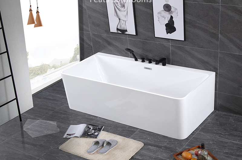 Floor Mounted Acrylic Bathtubs Modern Hot Tub High Glossy Acrylic Shower Bath Tub (#S070-Tapware)