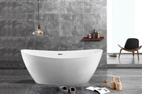 Oval Standing Alone Acrylic Bath Tub Easy Clean Pure Acrylic Badewanne Walk in Bathtub (#S058)