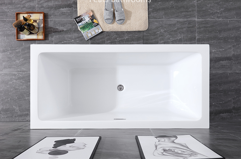 High Quality Smooth Rectangular Shape Acrylic Plain Bathtub (#S006)