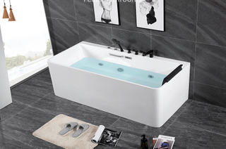 Floor Mounted Acrylic Bathtubs Modern Hot Tub High Glossy Acrylic Bathtub (#S070-Massage)