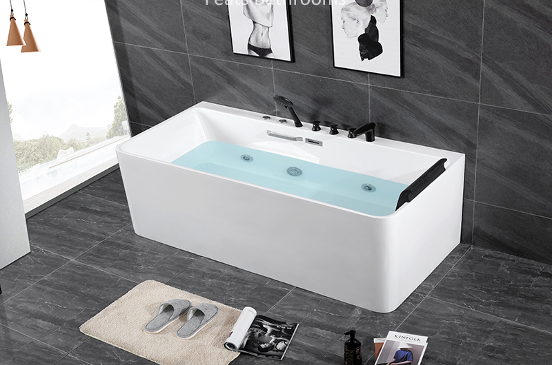 Floor Mounted Acrylic Bathtubs Modern Hot Tub High Glossy Acrylic Bathtub (#S070-Massage)