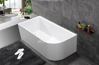 Thin Rim Wall Against Bathtubs Hot Acrylic Bath Tub Walk-in Corner Shower Bathtubs (#S073LH)