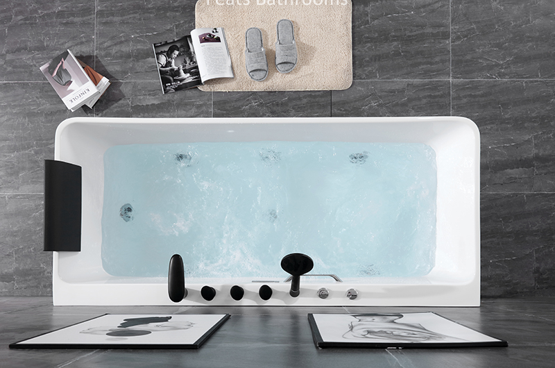 Floor Mounted Acrylic Bathtubs Modern Hot Tub High Glossy Acrylic Bathtub (#S070-Massage)