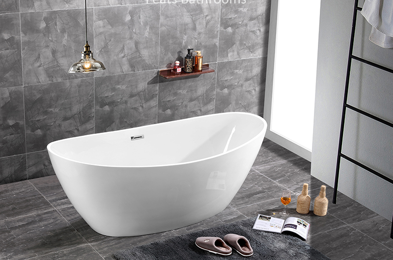 Oval Standing Alone Acrylic Bath Tub Easy Clean Pure Acrylic Badewanne Walk in Bathtub (#S058)