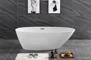 Freestanding Pure Acrylic Bath Tub Modern High Quality Large Free Standing Corner Soaking Acrylic Bathtub (#S002)