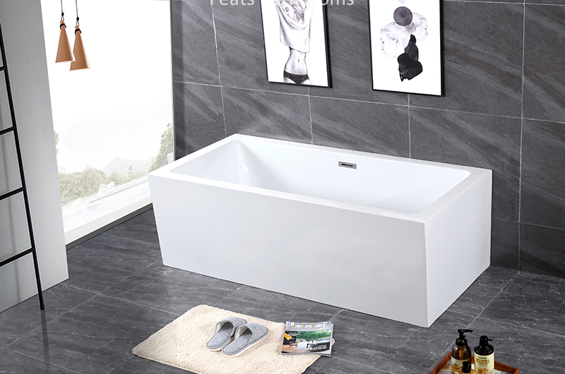 High Quality Smooth Rectangular Shape Acrylic Plain Bathtub (#S006)