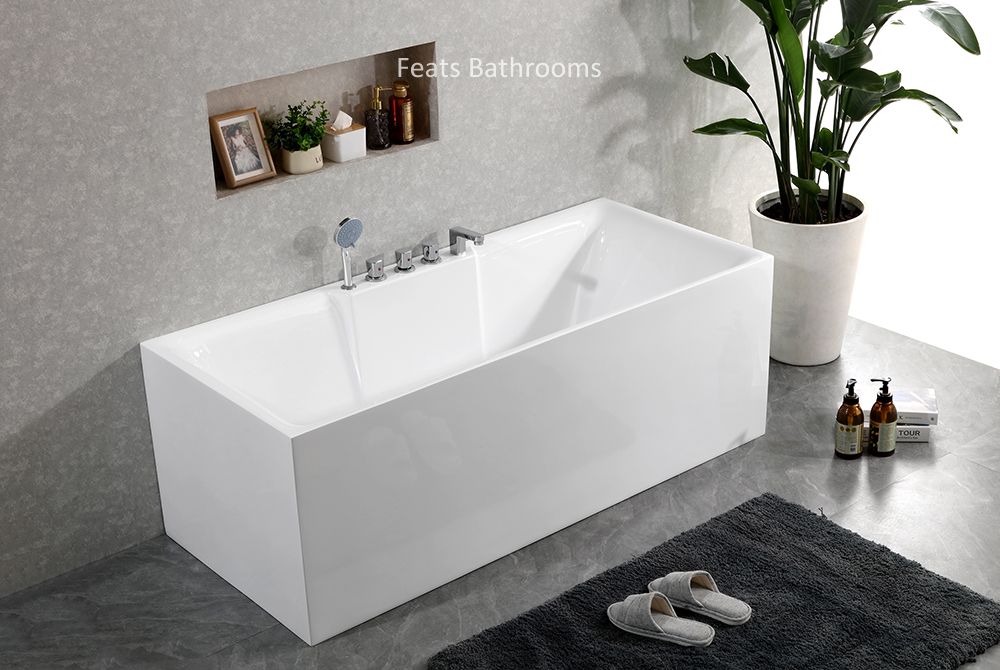 Square Floor Mounted Acrylic Bathtub with Tapware Popular Bath Tub (#S015T)