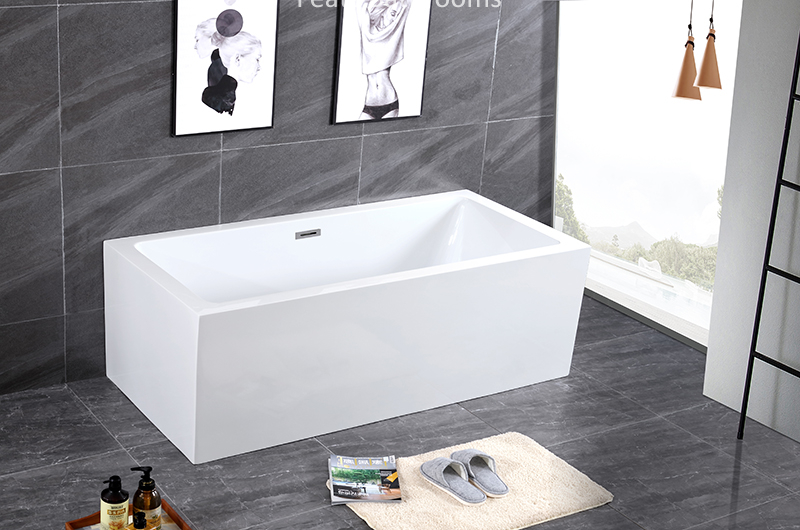 High Quality Smooth Rectangular Shape Acrylic Plain Bathtub (#S006)
