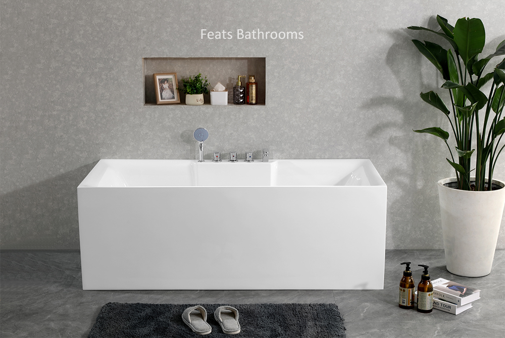 Square Floor Mounted Acrylic Bathtub with Tapware Popular Bath Tub (#S015T)