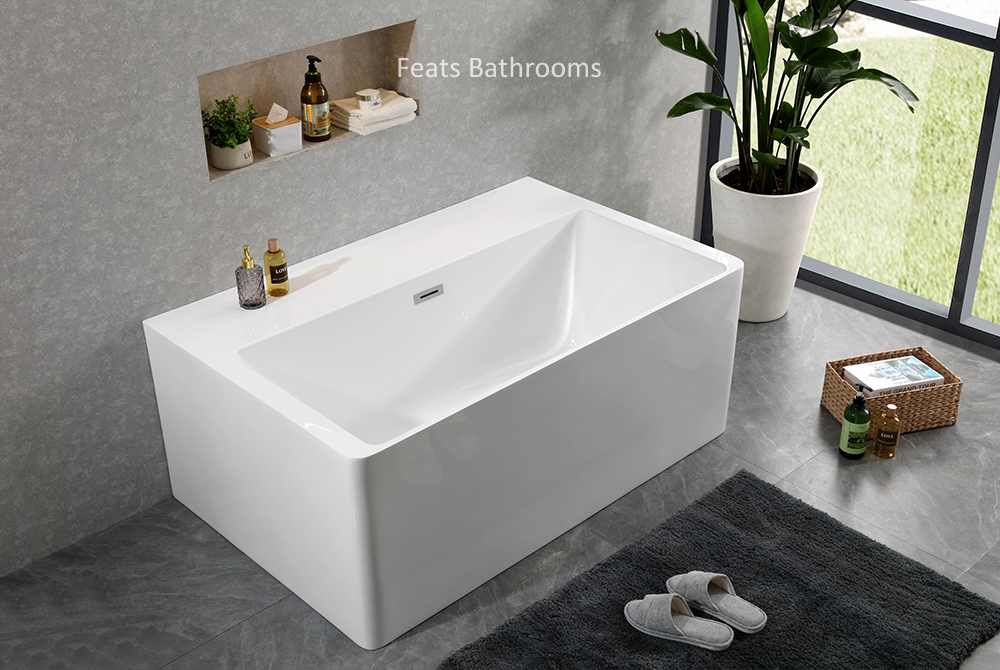 Big Plat Against To Wall Bath Freestanding Acrylic Bath Tub (#S022)