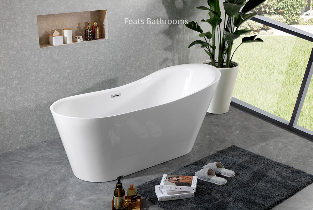 One End Higher Free Standing Hot Tub Acrylic Bathtubs(#S051)