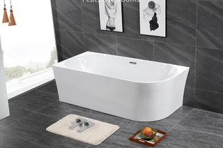 Thin Rim Wall Against Bathtubs Modern Corner Shower Bathtub (#S075LH)