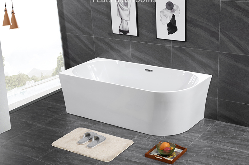 Thin Rim Wall Against Bathtubs Modern Corner Shower Bathtub (#S075LH)