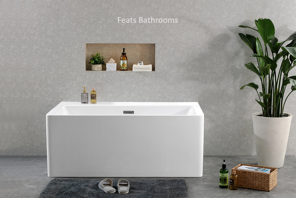 Big Plat Against To Wall Bath Freestanding Acrylic Bath Tub (#S022)
