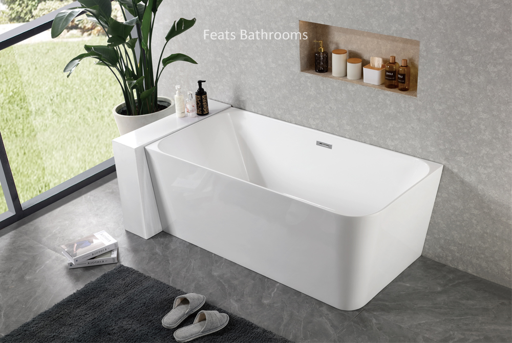 Popular Corner Hot Tub Two Sides Against To Wall Acrylic Bath Tubs(#S002LH)
