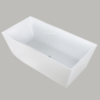 Fashion Indoor Simple Square Freestanding Bathtub Luxury Acrylic Rectangular Bath Tub (#S039)