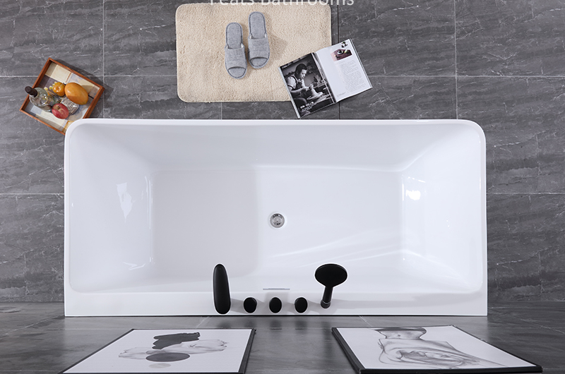 Floor Mounted Acrylic Bathtubs Modern Hot Tub High Glossy Acrylic Shower Bath Tub (#S070-Tapware)