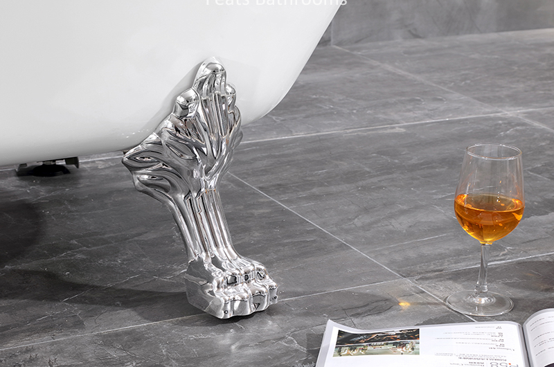 Double Slipper End Classic Claw Foot Portable Soaking Floor Standing Acrylic Bath Tub (#T001)