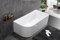 Thin Rim Wall Against Bathtubs Hot Acrylic Bath Tub Walk-in Corner Shower Bathtubs (#S073RH)