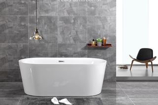 Oval Standing Alone Acrylic Bath Tub Easy Clean Pure Acrylic Walk in Bathtub (#S005)